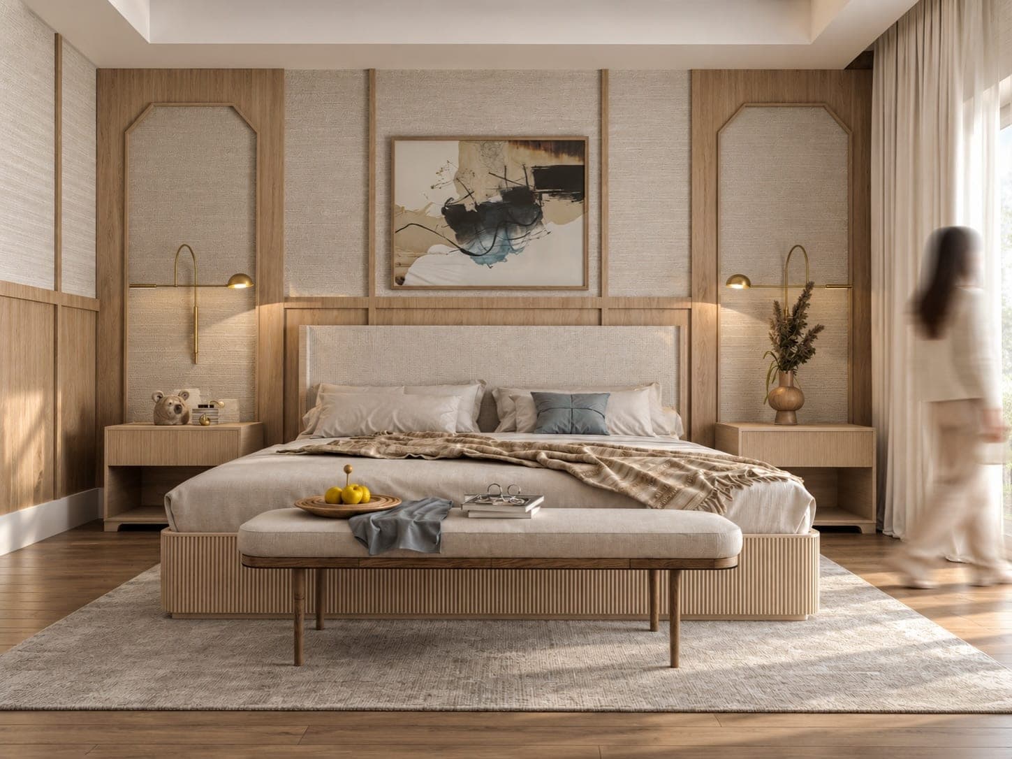 Habitación principal en tonos cálidos