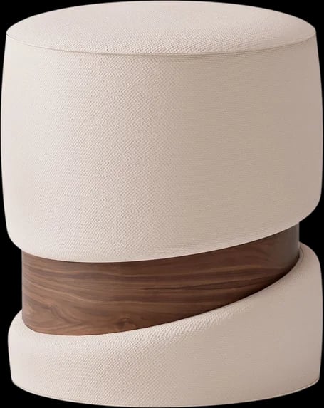 Ottoman tapizado con banda de madera