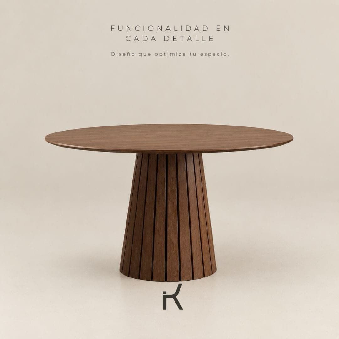 Mesa de comedor con base estriada