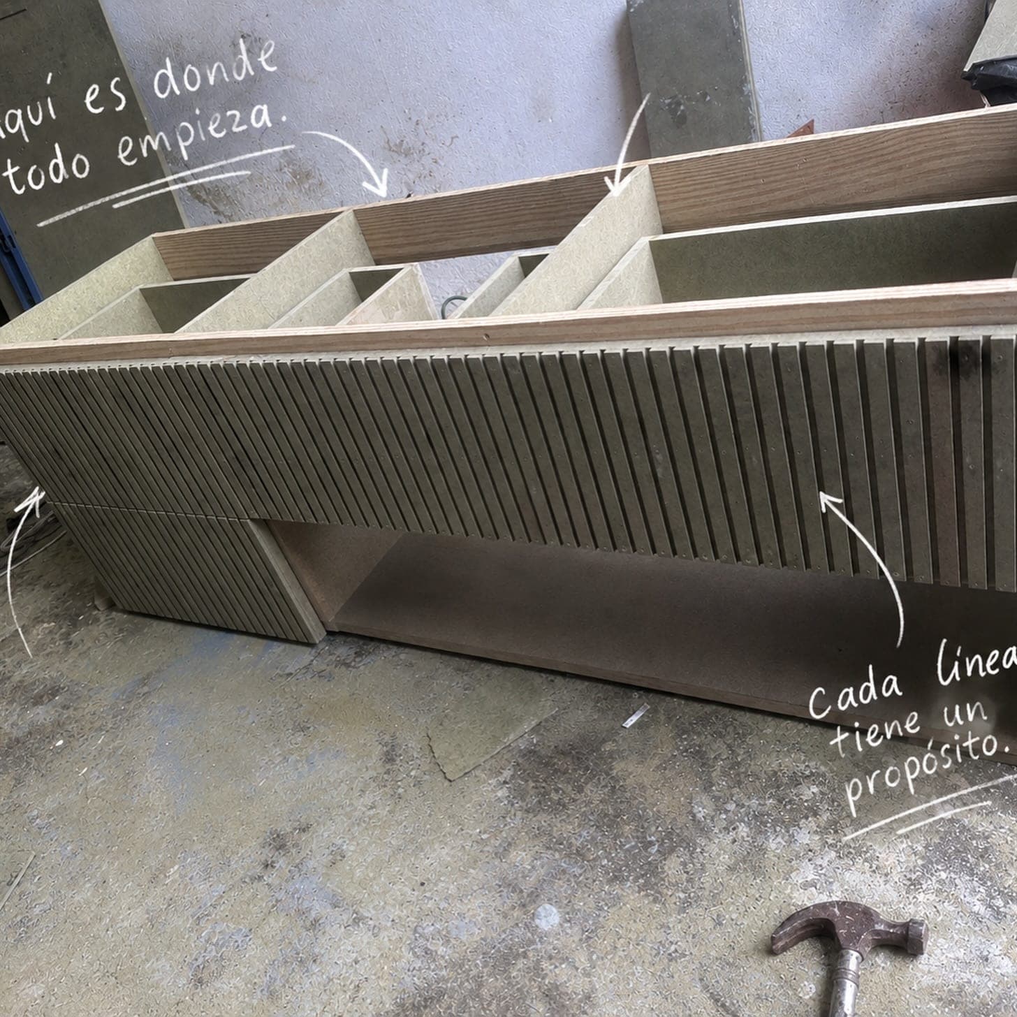 Proceso en taller: estructura de un mueble